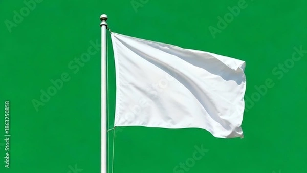 Obraz white flag on a green background