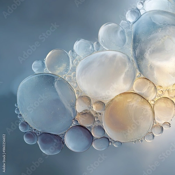 Obraz Floating oil and water bubbles creating a cloud-like formation