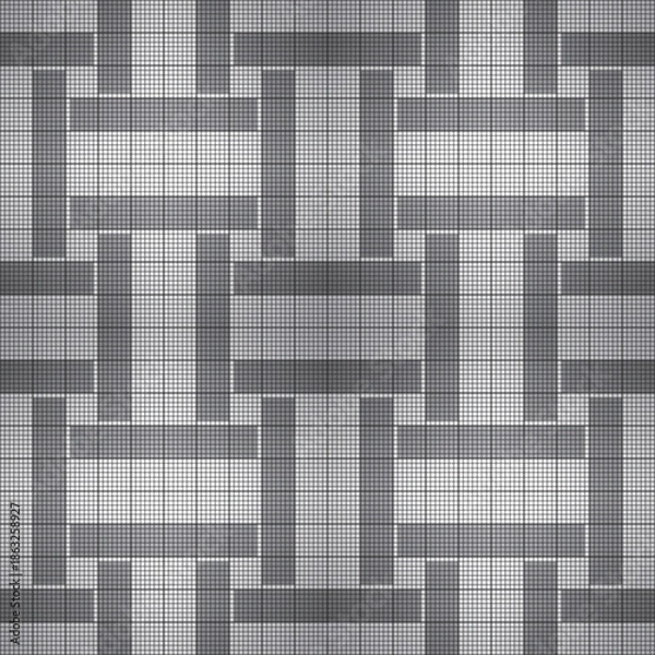 Obraz black and white square mosaic seamless pattern vector illustration