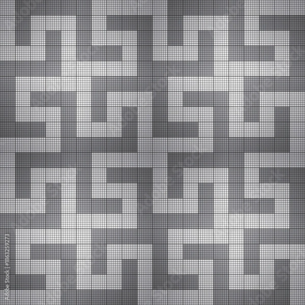 Obraz black and white square mosaic seamless pattern vector illustration