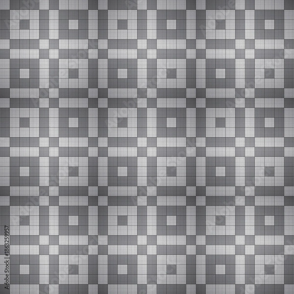 Obraz black and white square mosaic seamless pattern vector illustration