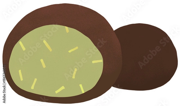 Obraz 두바이 쫀득 쿠키 음식 일러스트