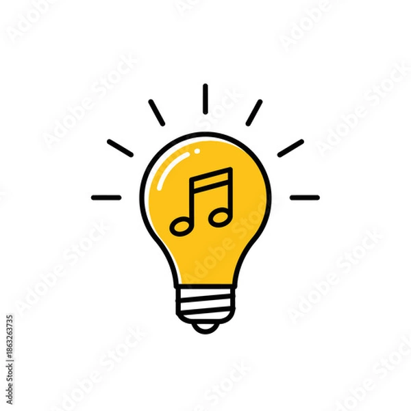 Obraz Music note in light bulb icon.