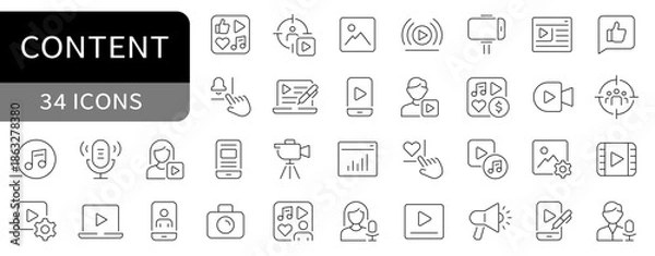 Fototapeta Content simple line icons set. vector