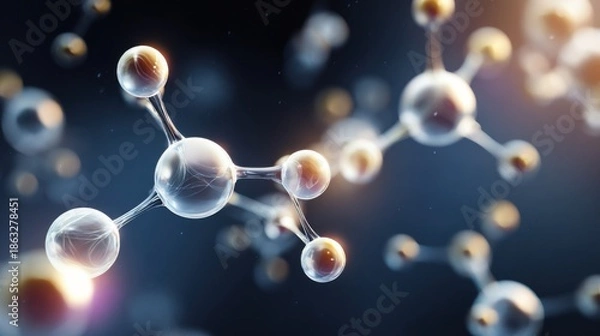 Obraz Abstract molecular structure glowing particles science