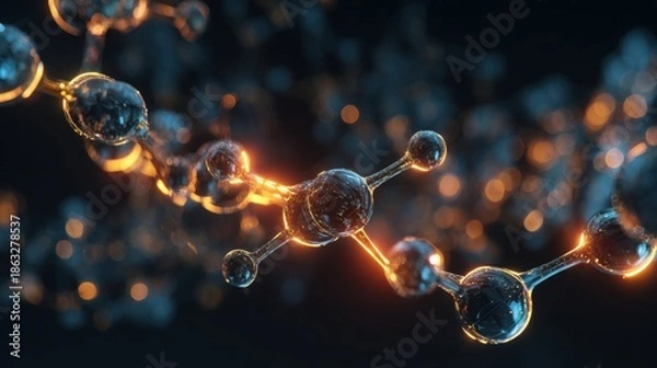 Obraz Abstract molecular structure with glowing connections