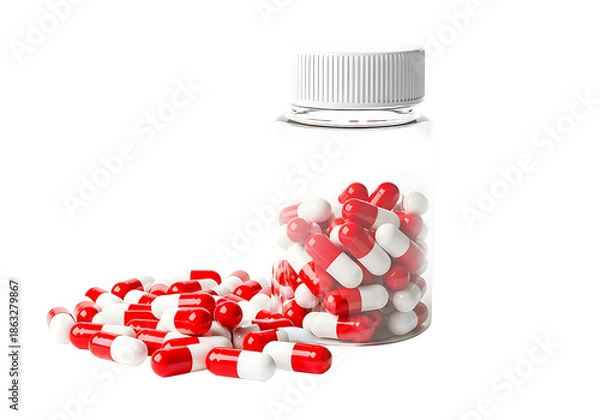 Obraz Pills Spilling from Plastic Bottle.