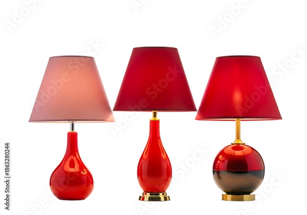 Obraz Red Table Lamps with Shades.