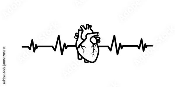 Obraz Simple human heart vector icon illustration.