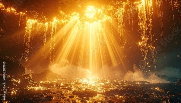 Obraz 降り注ぐ黄金の光に満ちた神秘空間3