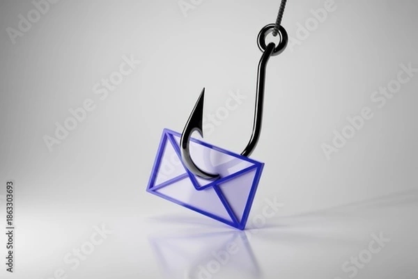 Obraz Phishing email concept: Fish hook with letter