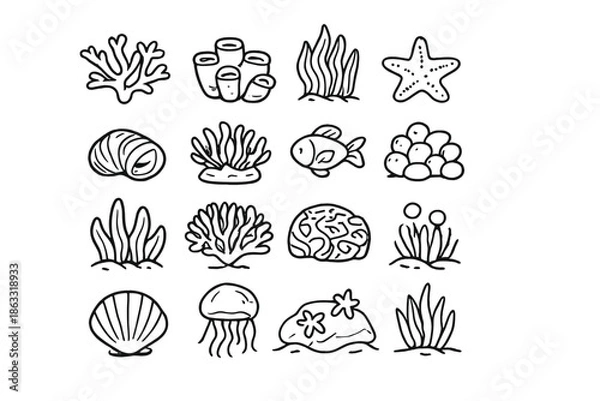 Obraz Ocean Life Icons Set