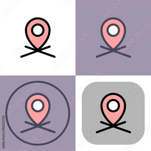 Obraz This versatile location pin icon is perfect for apps, websites, and more. It represents GPS navigation, direction finding, and location marking. Available in various styles.