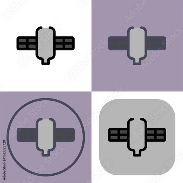 Obraz This vector icon depicts a satellite- ideal for apps or websites related to GPS navigation, location tracking, and global positioning systems. It's a simple yet effective visual representation of.