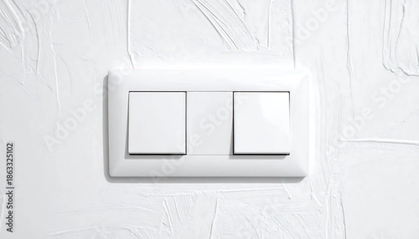 Obraz White Light Switch on Plain Wall.