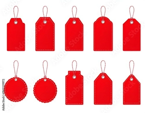 Obraz Hanging Tags Collection in White Background 