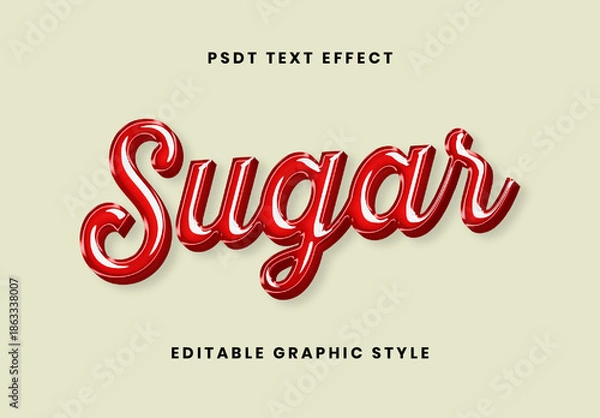 Obraz Red And White High Gloss Candy Text Effect Shiny Script Font