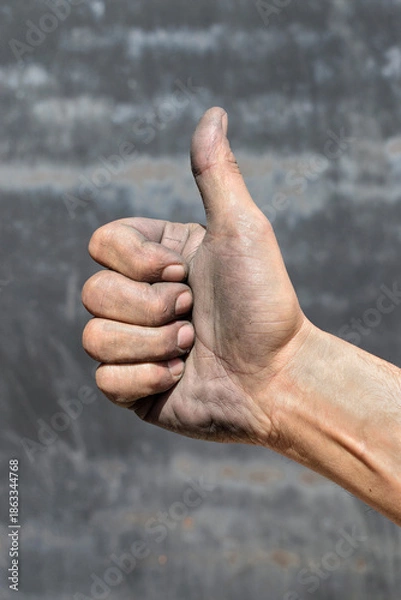 Obraz Worker hand showing thumbs up gesture representing service completion