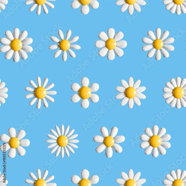 Fototapeta 3d daisy white flower seamless pattern