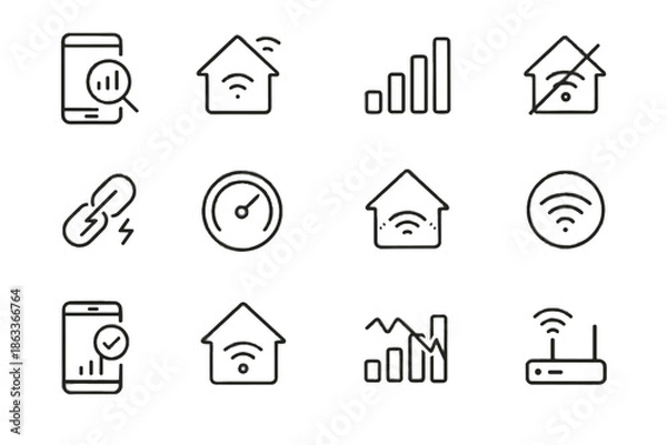 Obraz Wi icon signal network vector wireless fi connection check full link diagnostics