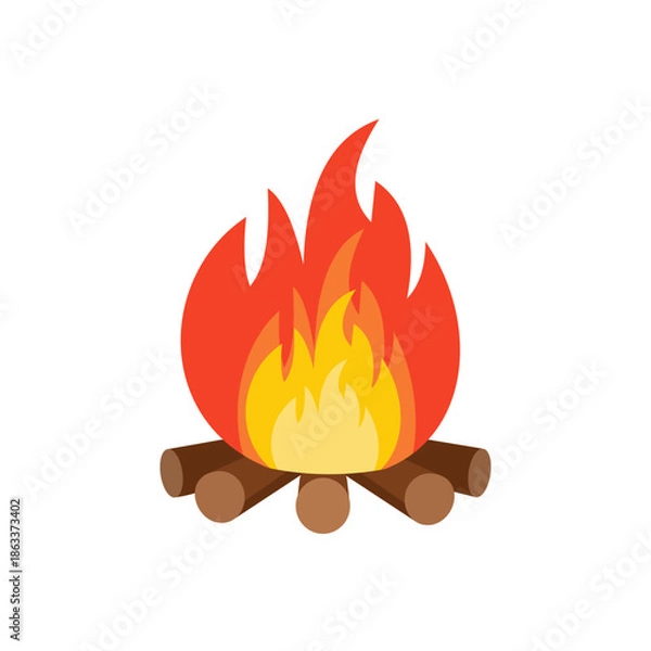 Obraz Camping Bonfire Icon. Flat Vector