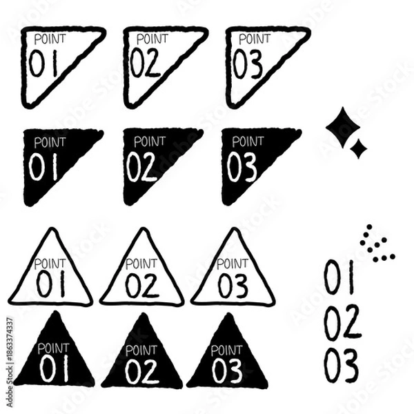 Obraz 手描きの三角形POINT見出しラベル