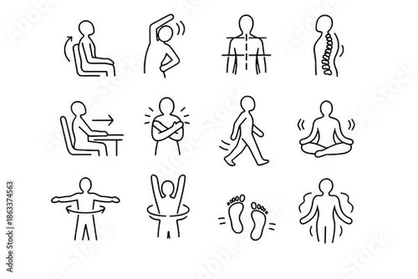 Obraz Release cue stretch break physical ergonomic gentle vector body mindful reset micro