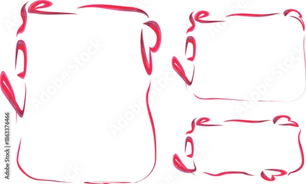 Fototapeta red colorful abstract pattern valentine day frames set vector