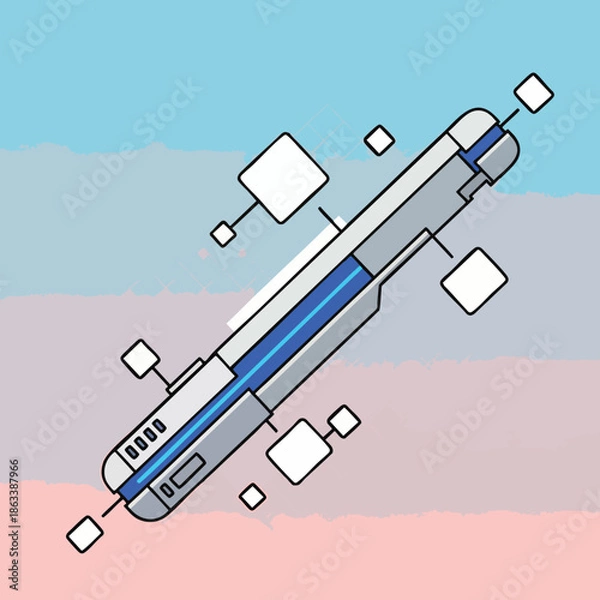 Obraz Futuristic Device with Glowing Blue Light and Abstract Elements.