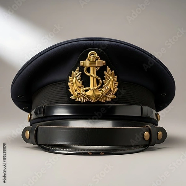Obraz Naval Captain Hat with Anchor Emblem