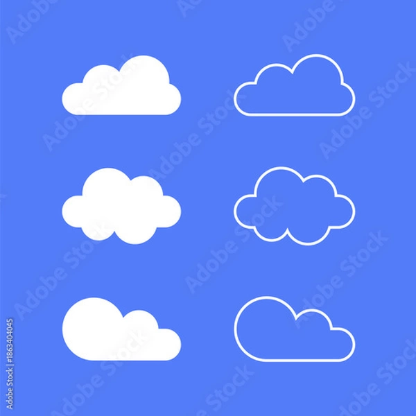 Obraz Flat vector cloud shapes outline and solid
