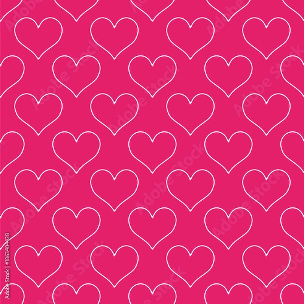 Obraz Pink line hearts vector seamless pattern