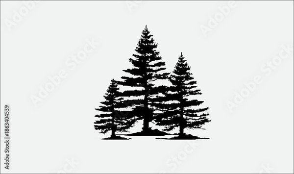 Obraz Pine tree silhouette vector concept stock illustration