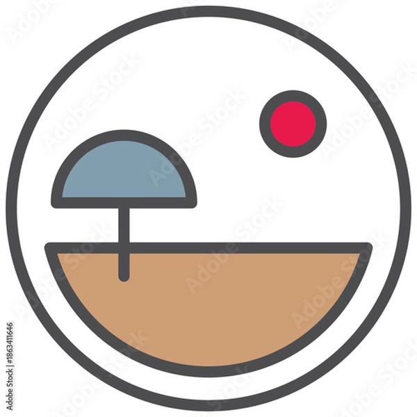 Obraz beach icon line color