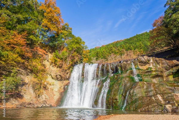 Obraz 日本の風景・秋　栃木県那須烏山市　紅葉の龍門の滝
