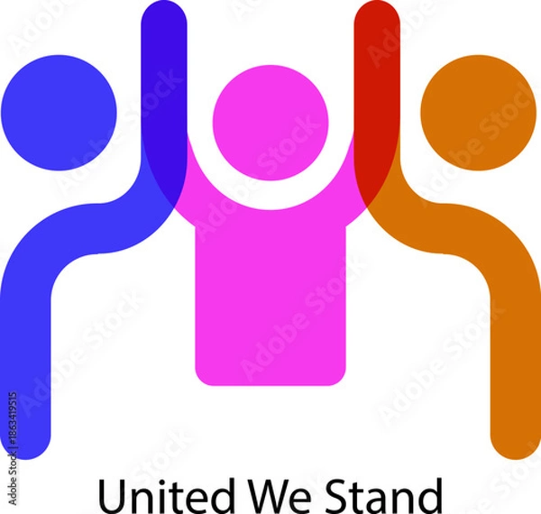 Fototapeta team work vector three man shape holding hand