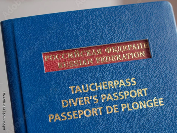 Obraz Diving Passport for Scuba Divers Featuring Multiple Languages