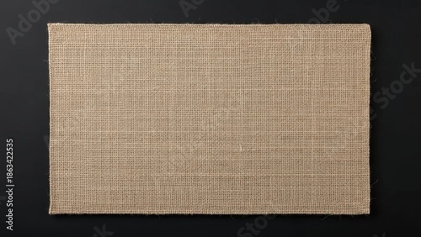 Obraz Rectangular burlap fabric on a dark black background