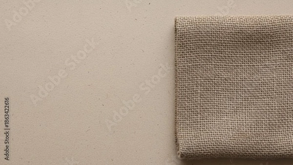 Obraz Folded burlap fabric on a light beige surface