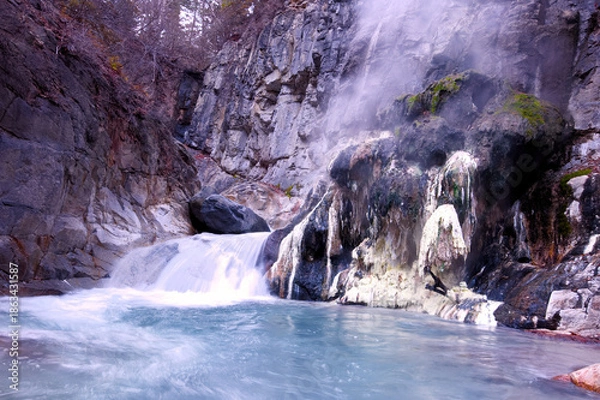 Fototapeta 日光市　湯沢噴泉塔　温泉の析出物