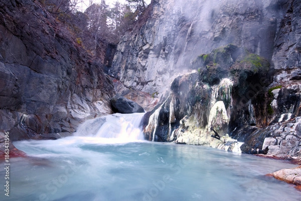Fototapeta 日光市　湯沢噴泉塔　温泉の析出物