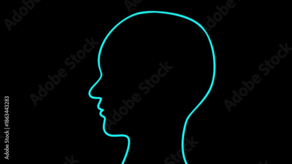 Obraz シンプルな横顔（ネオン）のイラスト