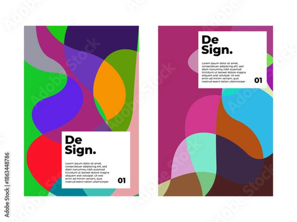 Obraz Abstract Fluid Shape Poster Template Design with Colorful Organic Elements