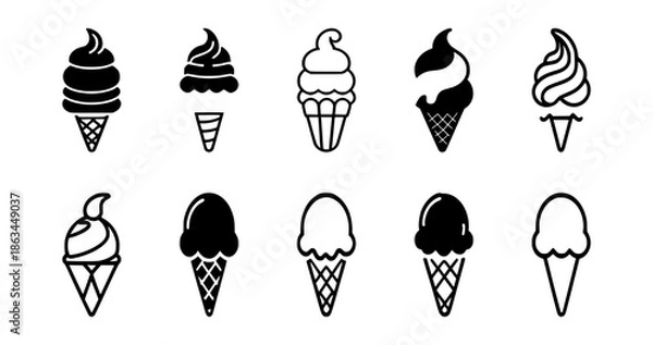 Obraz ice cream icon set vector	