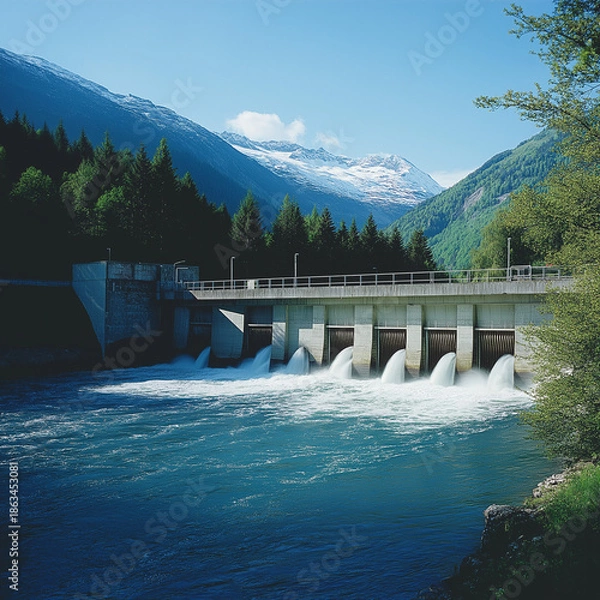 Fototapeta dam on the river