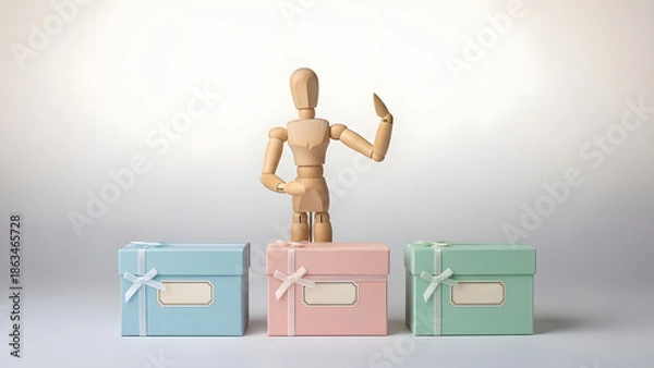 Obraz デッサン人形のプレゼント選び三択