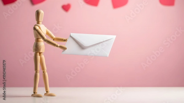 Obraz デッサン人形のバレンタイン告白封筒（コピー余白あり）