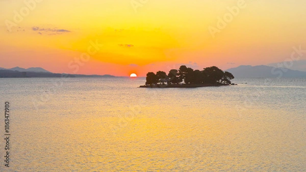 Obraz 松江市から見た宍道湖の夕日