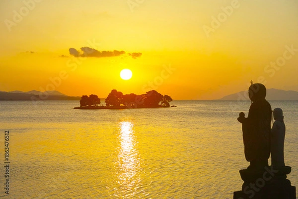 Obraz 松江市から見た宍道湖の夕日