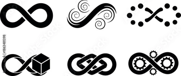 Obraz Infinity symbols set with abstract and mechanical design elements vector illustration 